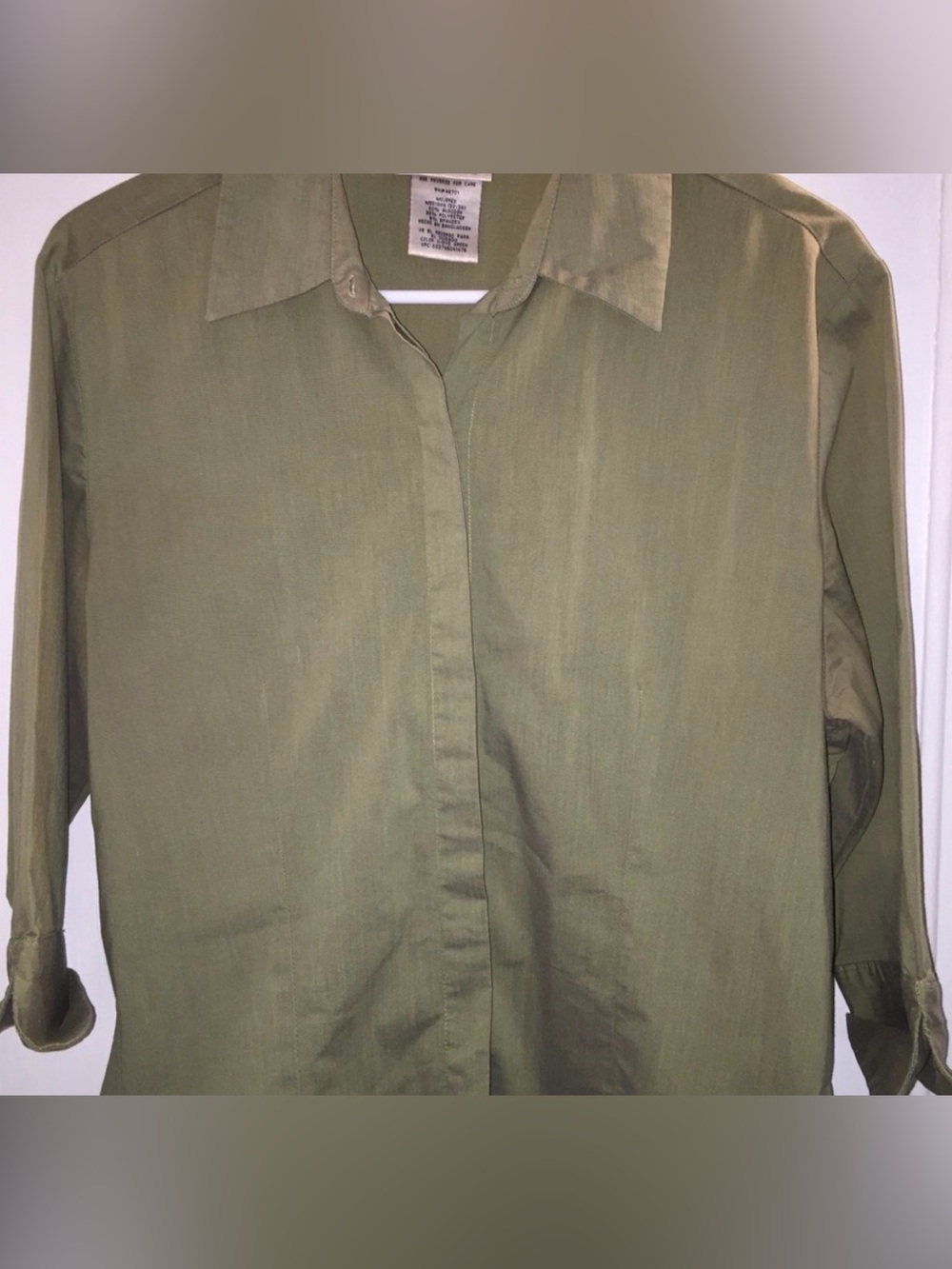 Kathie Lee Olive Green Button-Down, M